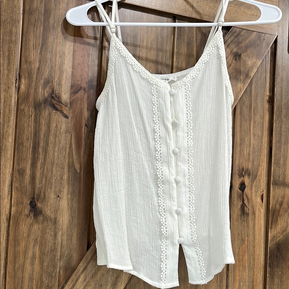 Mine White Ribbed Sleeveless Camisole